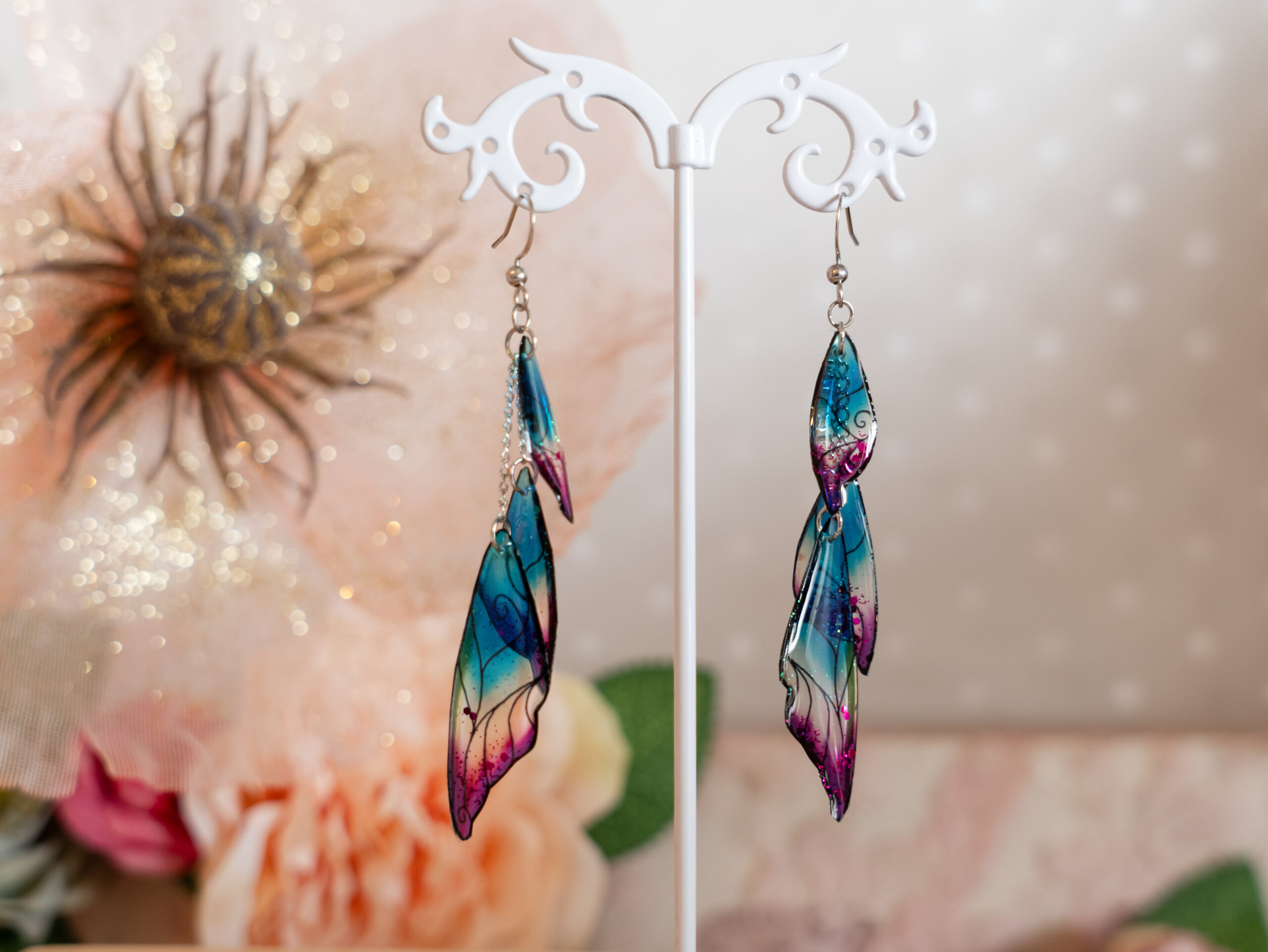 Pendantes Sylphe bleu / fushia – Image 4