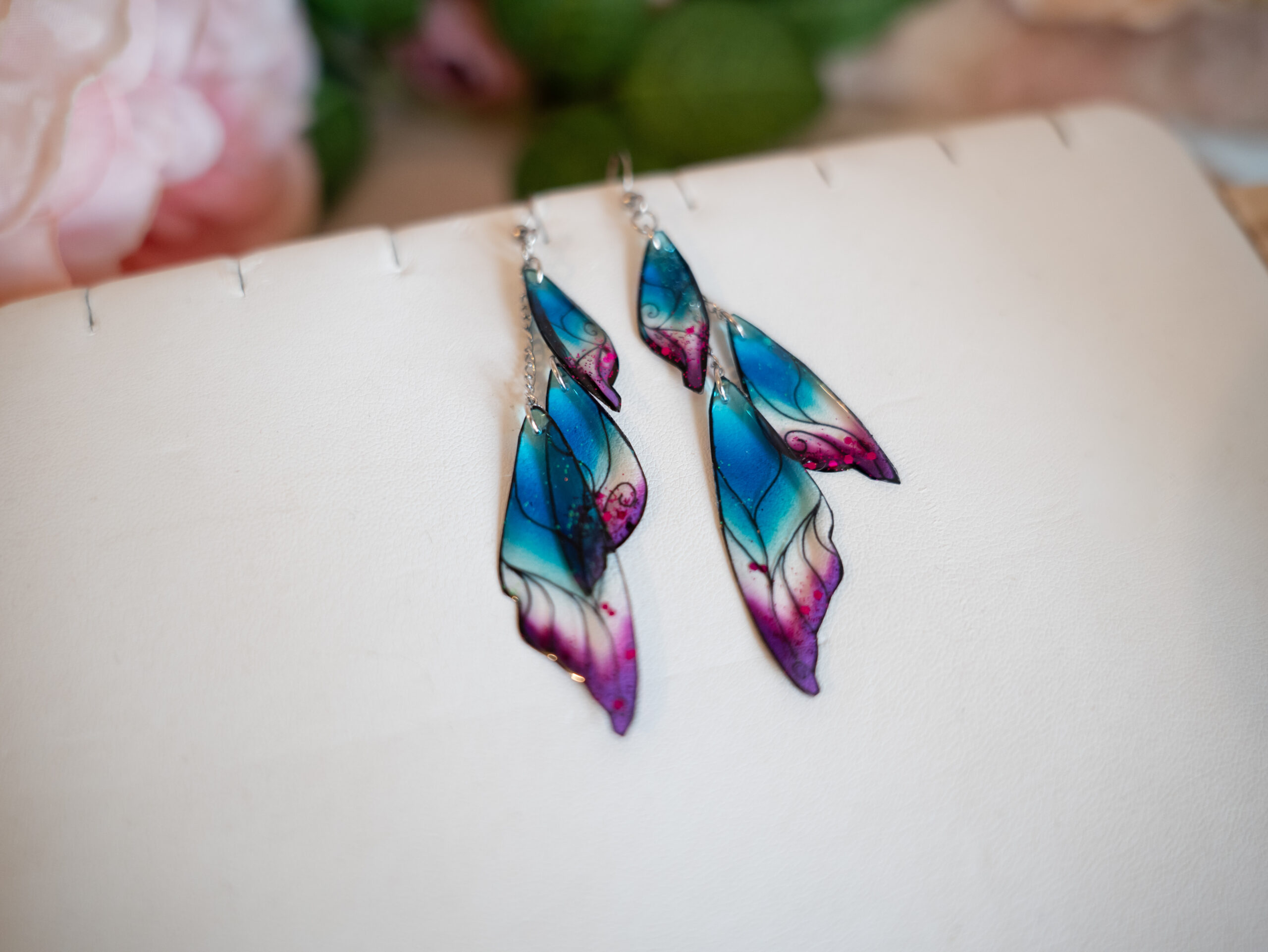 Pendantes Sylphe bleu / fushia – Image 5